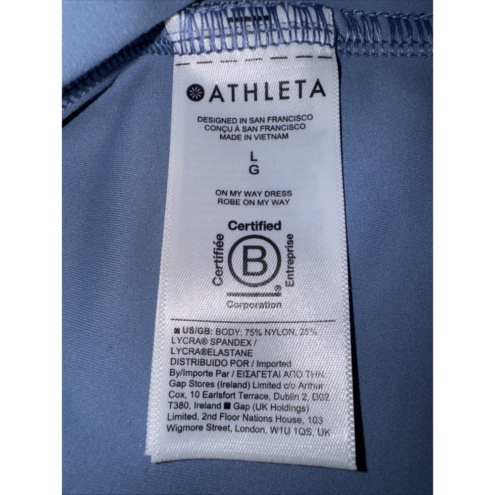 Athleta On My Way Dress Blue Racerback Athleisure Dress Size Large - Picture 4 of 6